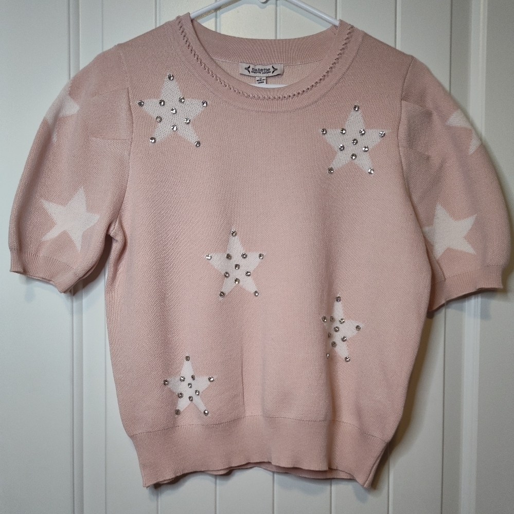 Pink Star Embellished Sweater